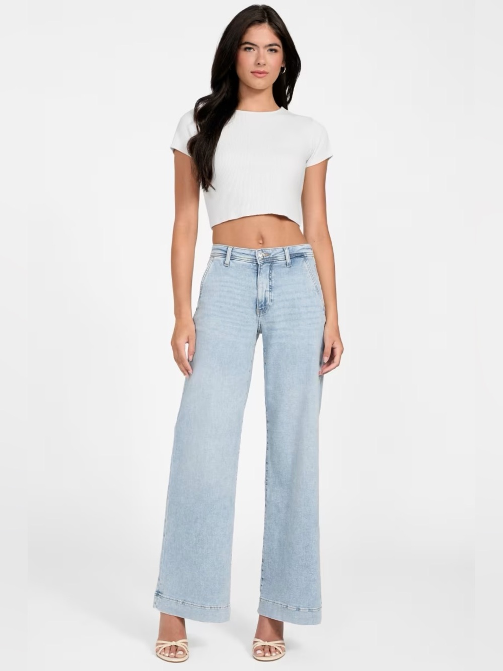 Guess  mid rise light wash wide leg jeans 29x30